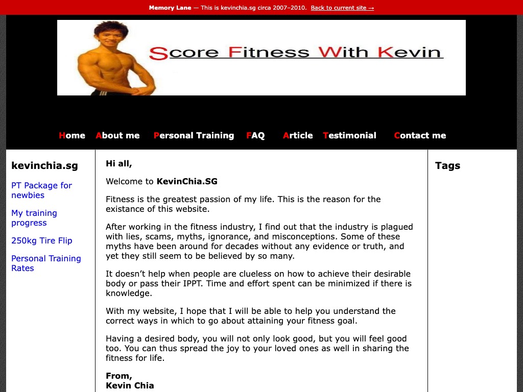 My personal training website from 2007